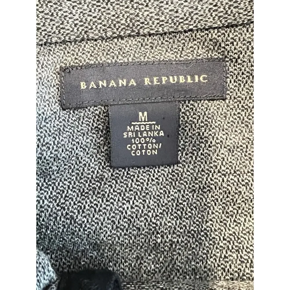 Banana Republic Knit Button Up Shirt Mens Large Gray Standard Fit Sz M